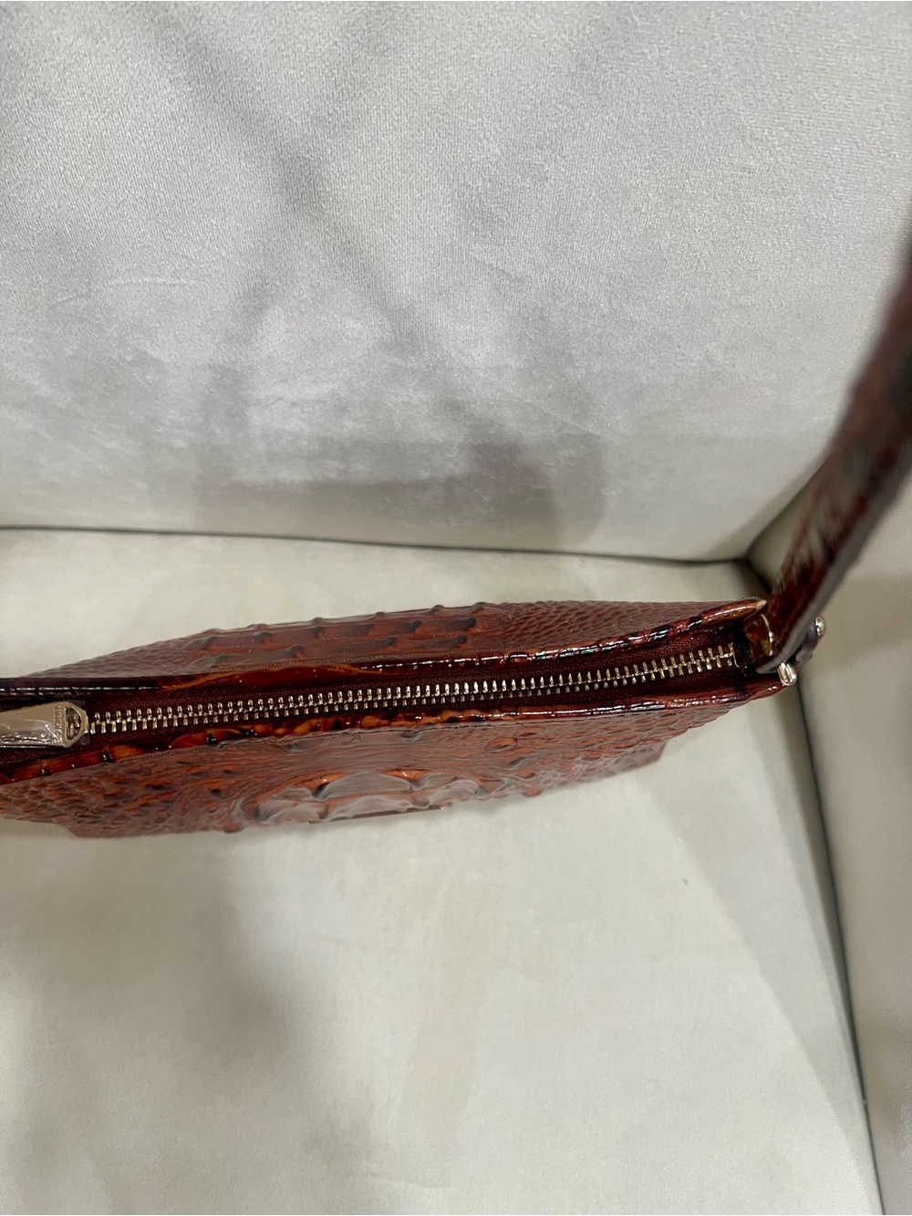 Small Brahmin Croc-Embossed shoulder bag in Burnt Chestnut - Picture 4 of 6